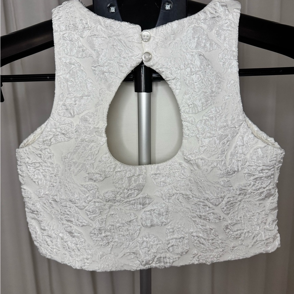 H&M White Textured Jacquard 2 Pièce Set Tank & Bubble Skirt Size 3T - Picture 4 of 10